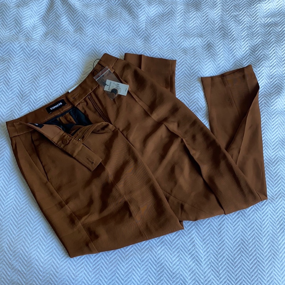 Express High Waisted Ankle Brown Straight fit Pants size 0
